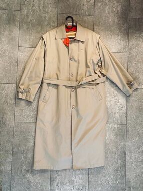 Vintage Misty Harbor Double Lined Belted Trench Coat Taupe Size 14 EUC